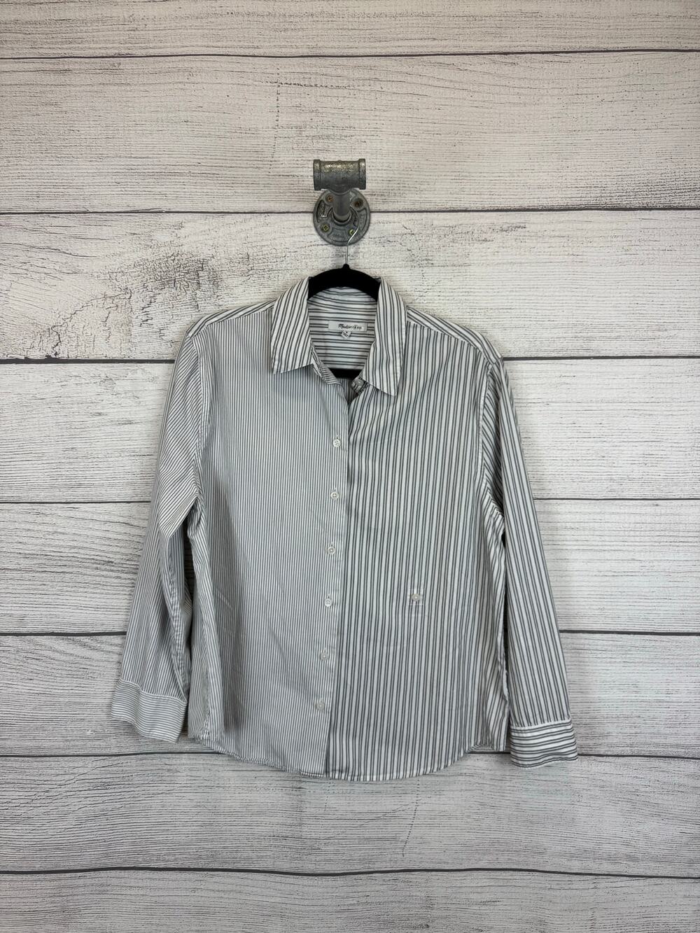 Madewell With-a-Twist Signature Poplin Striped Button Up Top Size Medium